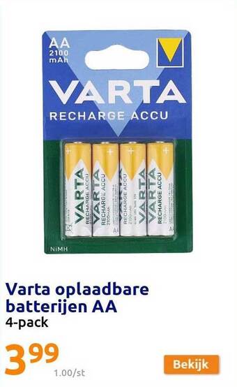 Action Varta Oplaadbare Batterijen Aa aanbieding