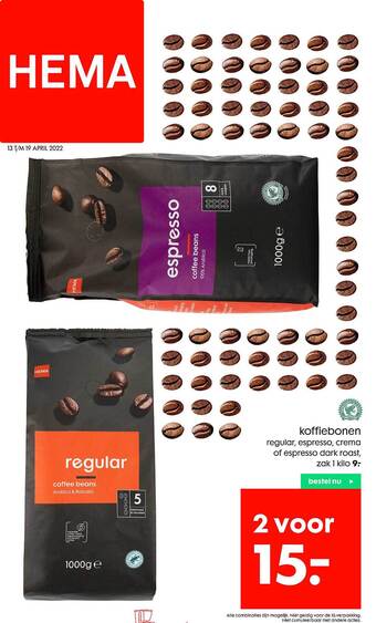 HEMA Koffiebonen aanbieding