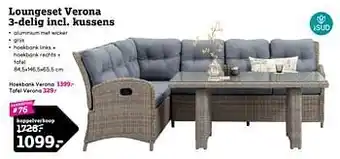 Leen Bakker Loungeset verona 3-delig incl. kussens aanbieding