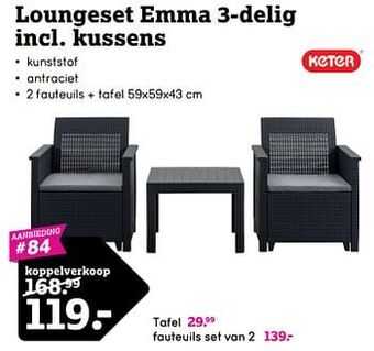 Leen Bakker Loungeset emma 3-delig incl. kussens aanbieding