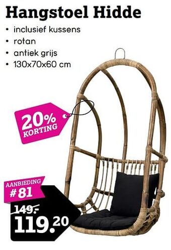 Leen Bakker Hangstoel hidde aanbieding