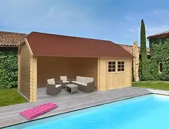 Brico Solid tuinhuis York hout 298x298 + 364cm aanbieding