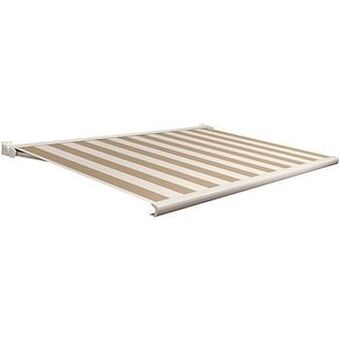 Brico Domasol zonnetent elektrisch met afstandsbediening ’Factor 20-C’ bruin/witte strepen 350 x 300 cm aanbieding