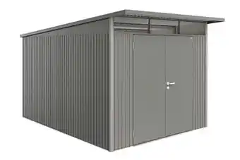 Brico Biohort tuinhuis AvantGarde A8 met dubbele deur kwarts grijs 260x380cm aanbieding