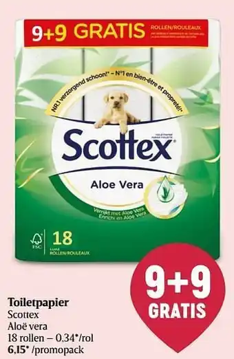 Delhaize Toiletpapier scottex aloë vera aanbieding