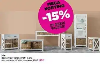 Leen Bakker Boekenkast valerie met 1 mand aanbieding