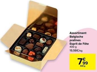 Carrefour Assortiment belgische pralines esprit de fête aanbieding