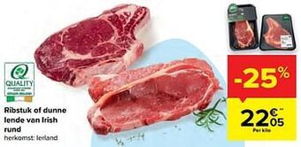 Carrefour Ribstuk of dunne lende van irish rund aanbieding