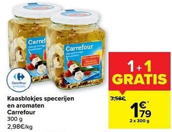 Carrefour Kaasblokjes specerijen en aromaten carrefour aanbieding