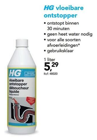 Hubo Hg vloeibare ontstopper aanbieding