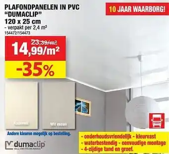 Hubo Plafondpanelen in pvc dumaclip aanbieding