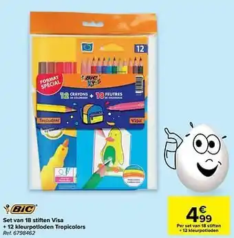 Set van 18 stiften visa + 12 kleurpotloden tropicolors