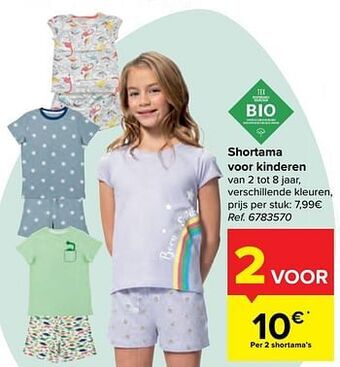 Carrefour Shortama voor kinderen aanbieding