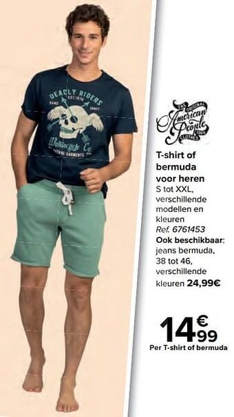 Carrefour T-shirt of bermuda voor heren aanbieding
