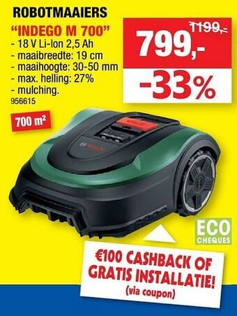 Hubo Bosch robotmaaiers indego m 700 aanbieding