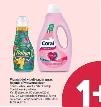 Delhaize Wasmiddel, Vloeibaar, In Spray, In Pods Of Wasverzachter aanbieding