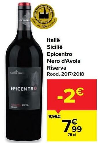 Italië sicilië epicentro nero d’avola riserva rood, 2017-2018
