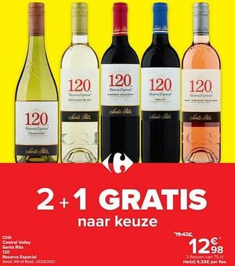 Chili central valley santa rita 120 reserva especial rood, wit of rosé, 2020-2021