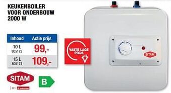 Hubo Keukenboiler voor onderbouw 2000 w aanbieding