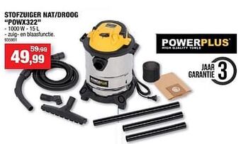 Hubo Powerplus stofzuiger nat-droog powx322 aanbieding