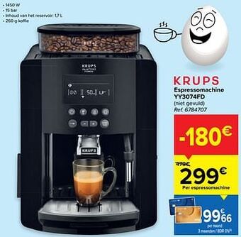 Carrefour Krups espressomachine yy3074fd aanbieding
