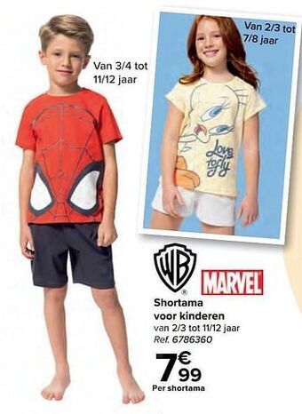 Carrefour Shortama voor kinderen aanbieding