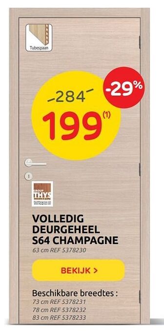Volledig deurgeheel s64 champagne