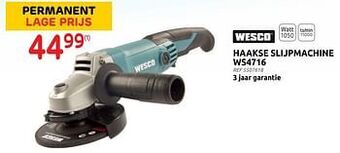 Brico Wesco haakse slijpmachine ws4716 aanbieding