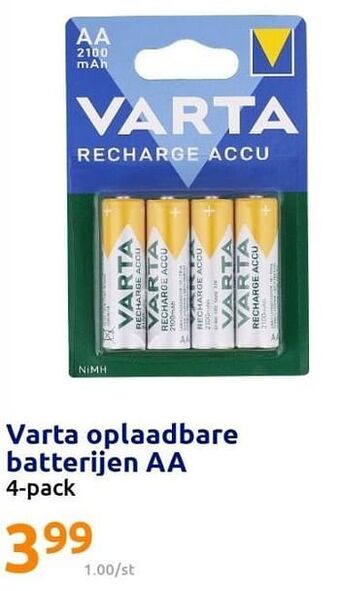 Action Varta oplaadbare batterijen aa aanbieding