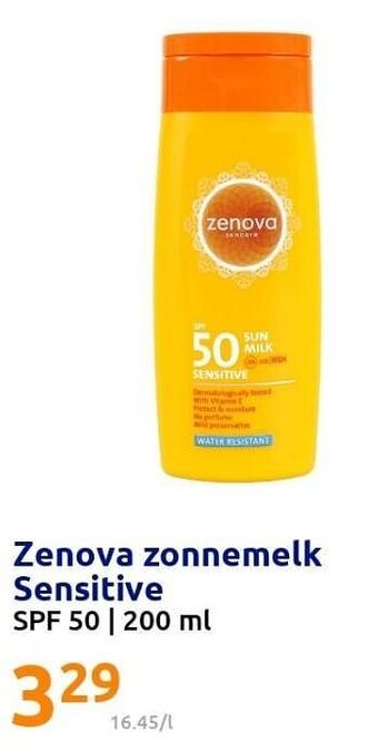 Action Zenova zonnemelk sensitive aanbieding