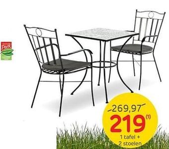 Brico 1 tafel + 2 stoelen aanbieding