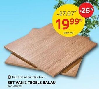 Brico Set van 2 tegels balau aanbieding