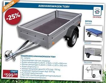 Ongeremde aanhangwagen toby
