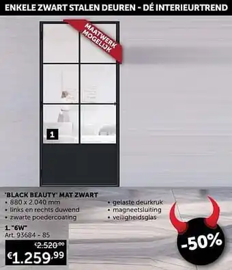 Zelfbouwmarkt Stalen deur 6w panel black beauty mat zwart aanbieding