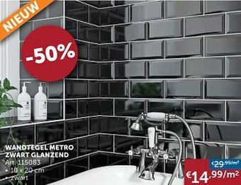 Zelfbouwmarkt Wandtegel metro zwart glanzend aanbieding