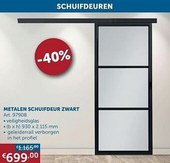 Zelfbouwmarkt Metalen schuifdeur zwart aanbieding