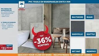 Zelfbouwmarkt Pvc tegels en wandpanelen tegels 47.5x95cm aanbieding
