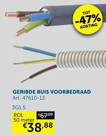 Geribde buis voorbedraad