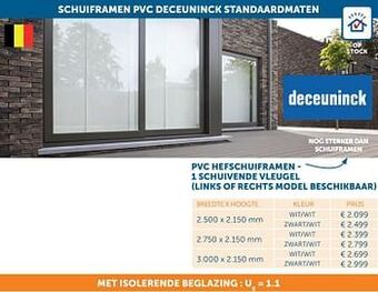 Schuiframen pvc deceuninck standaardmaten