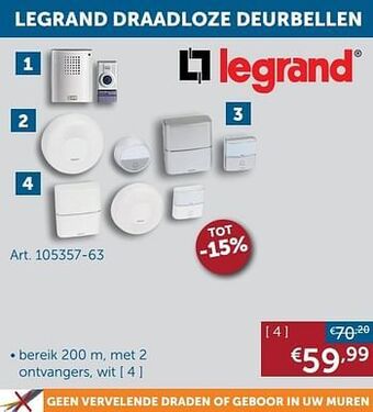 Zelfbouwmarkt Legrand draadloze deurbel aanbieding