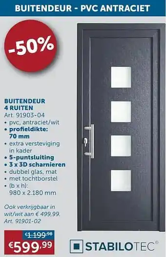 Zelfbouwmarkt Buitendeur 4 ruiten aanbieding