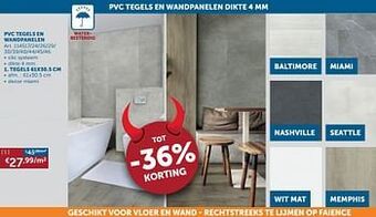 Zelfbouwmarkt Pvc tegels en wandpanelen tegels 61x30.5 cm aanbieding