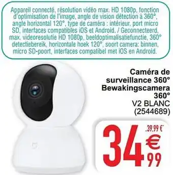 Cora Xiaomi caméra de surveillance 360° bewakingscamera 360° v2 blanc aanbieding