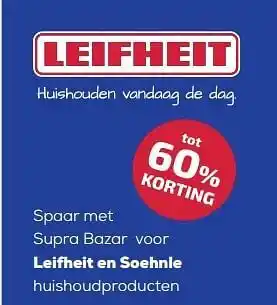 Supra Bazar Leifheit en soehnle huishoudproducten tot 60% korting aanbieding