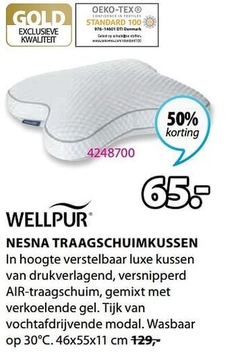 Jysk Nesna traagschuimkussen aanbieding