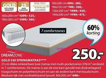 Jysk Gold s30 springmatras aanbieding