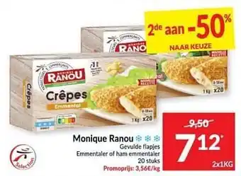 Intermarché Monique ranou gevulde flapies emmentaler of ham emmentaler aanbieding