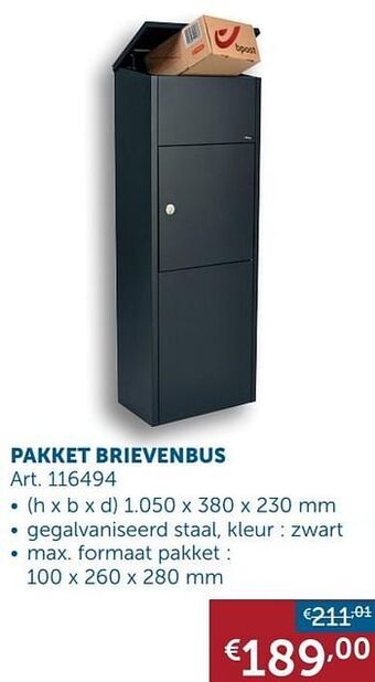 Zelfbouwmarkt Pakket brievenbus aanbieding