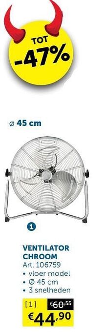 Zelfbouwmarkt Ventilator chroom aanbieding
