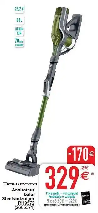 Cora Rowenta aspirateur balai steelstofzuiger rh9572 aanbieding